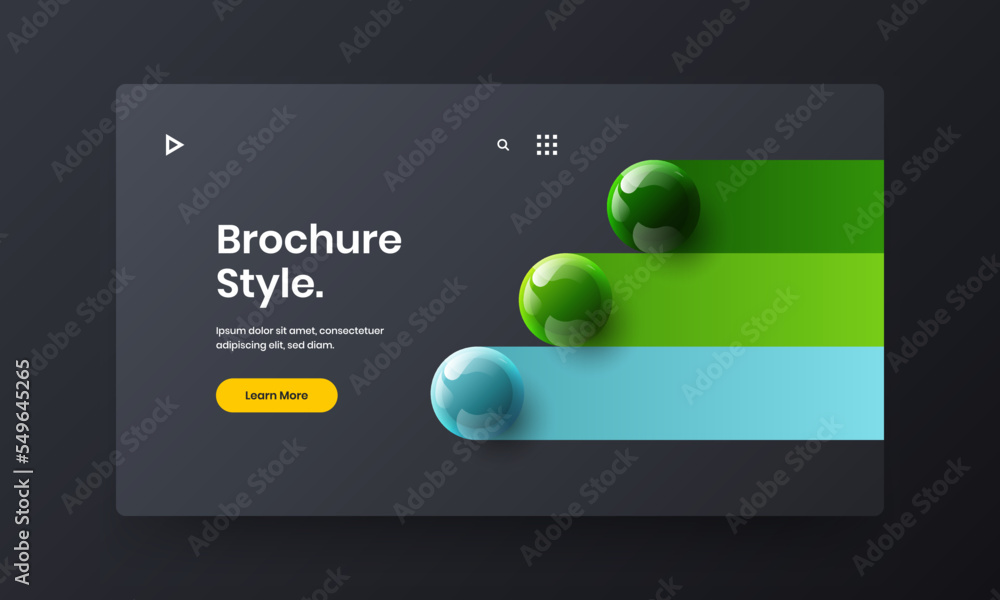 Bright realistic balls leaflet template. Original pamphlet design vector layout. Bright realistic balls leaflet template. Original pamphlet design vector layout.