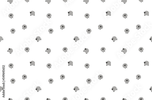Hand drawn vector illustration. Seamless background for wrapping paper, baby clothes, cover design, interior. Stylish minimalistic poster. Abstract blue patterns on a white background with a sheep.