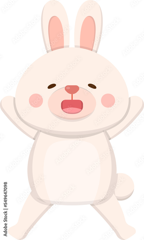 Happy smiling rabbit, cute cartoon cartoon mascot body gesture Happy smiling rabbit, cute cartoon cartoon mascot body gesture