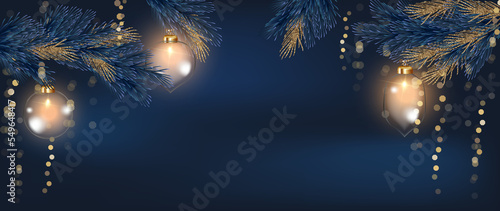Happy Holidays, season's greetings and new year vector template with Christmas element decoration