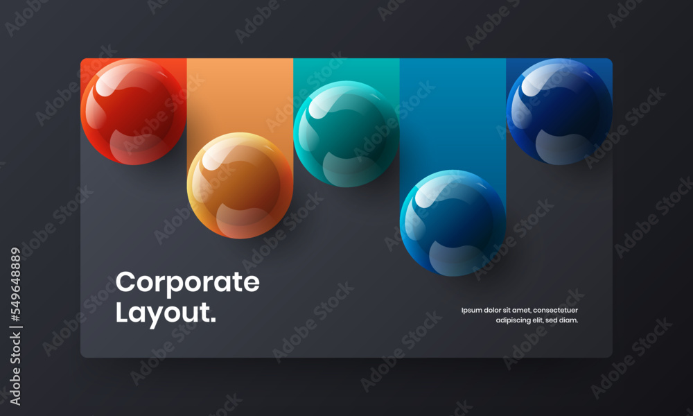 Premium company brochure vector design layout. Modern 3D spheres corporate cover template.