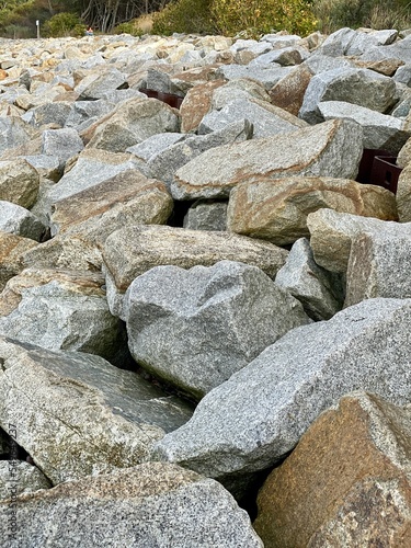 stones stacked as shore protection on the Baltic Sea
