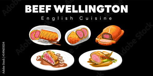  Beef wellington vector set collection graphic clipart design