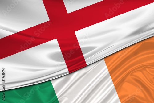Flags of England and Ireland. International relationships. photo