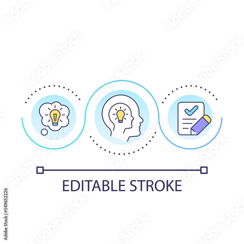 Tap into subconscious loop concept icon. Generating ideas issue. Overcome creative block tip abstract idea thin line illustration. Isolated outline drawing. Editable stroke. Arial font used