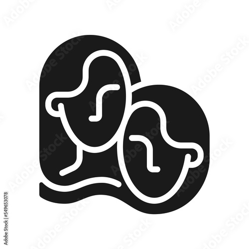 Twins black glyph icon. Constellation sign. Third element of modern zodiac system. Two similar girls. Dual personality. Silhouette symbol on white space. Solid pictogram. Vector isolated illustration