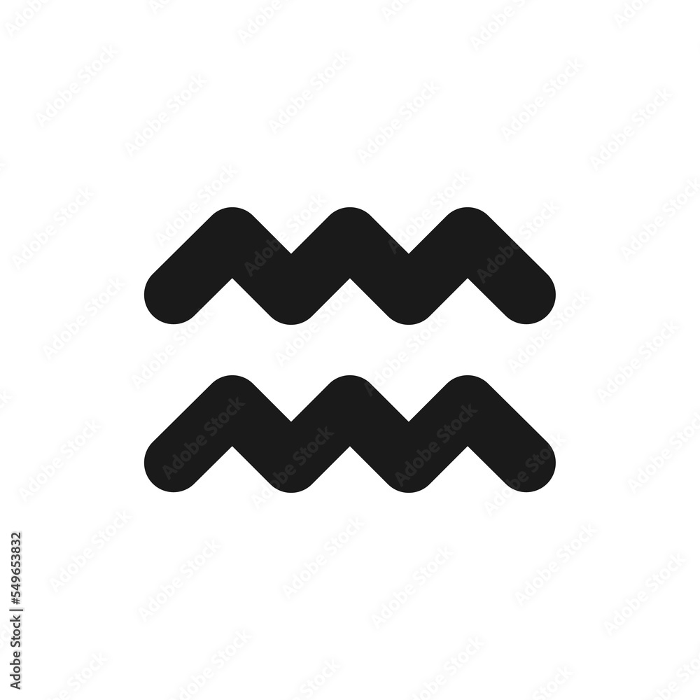 Aquarius black glyph icon. Water bearer. Air zodiac sign. Birth constellation. Western astrology. Personality traits. Silhouette symbol on white space. Solid pictogram. Vector isolated illustration Aquarius black glyph icon. Water bearer. Air zodiac sign. Birth constellation. Western astrology. Personality traits. Silhouette symbol on white space. Solid pictogram. Vector isolated illustration