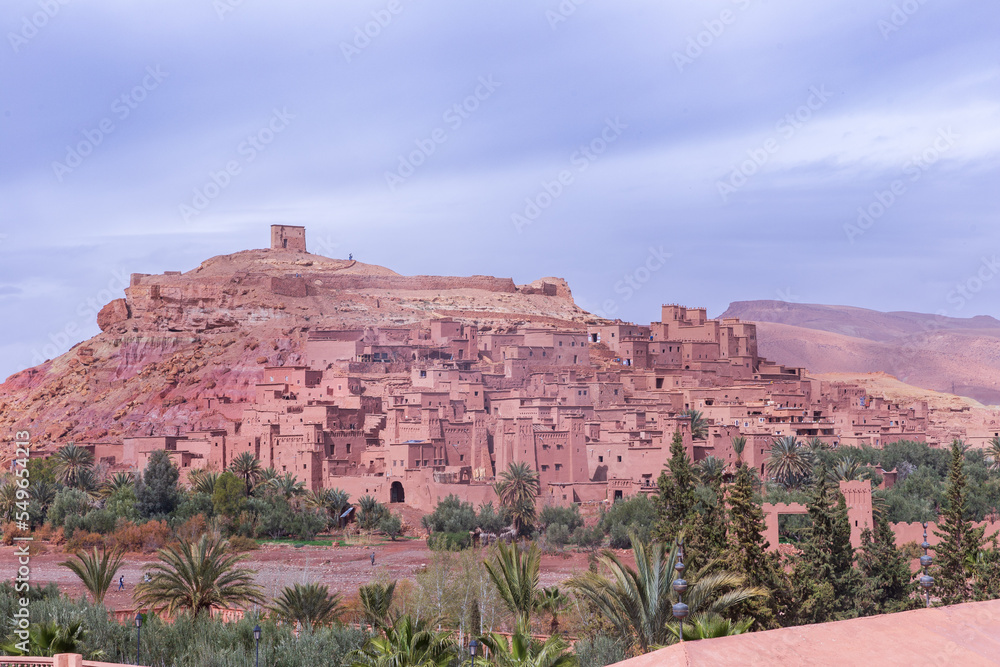 A great example of Moroccan earthen clay architecture of Ait Benhaddou, Ouarzazate, Morocco.  The village is UNESCO World Heritage Site.