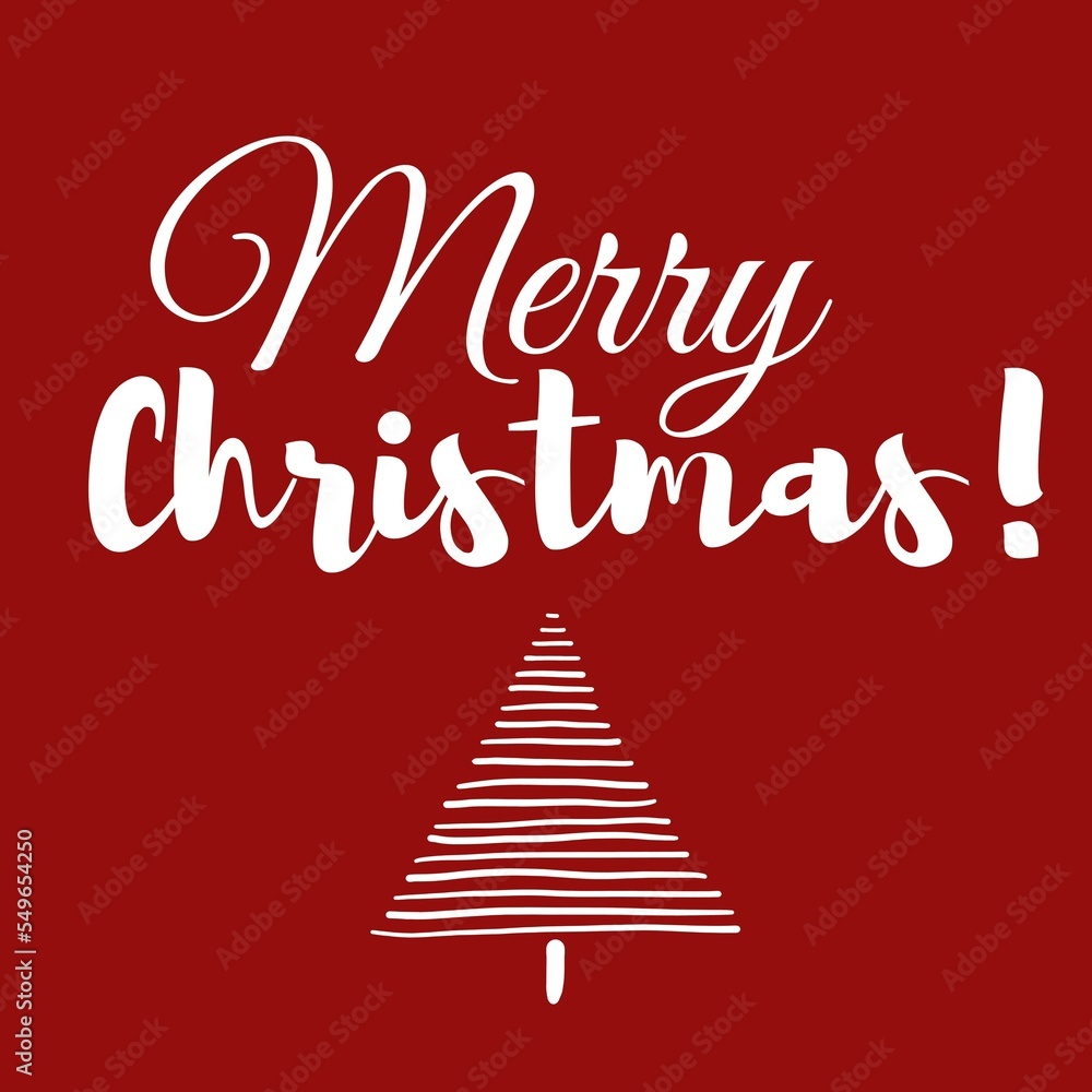 Simple Merry Christmas card. Red background. Minimalist tree design Simple Merry Christmas card. Red background. Minimalist tree design