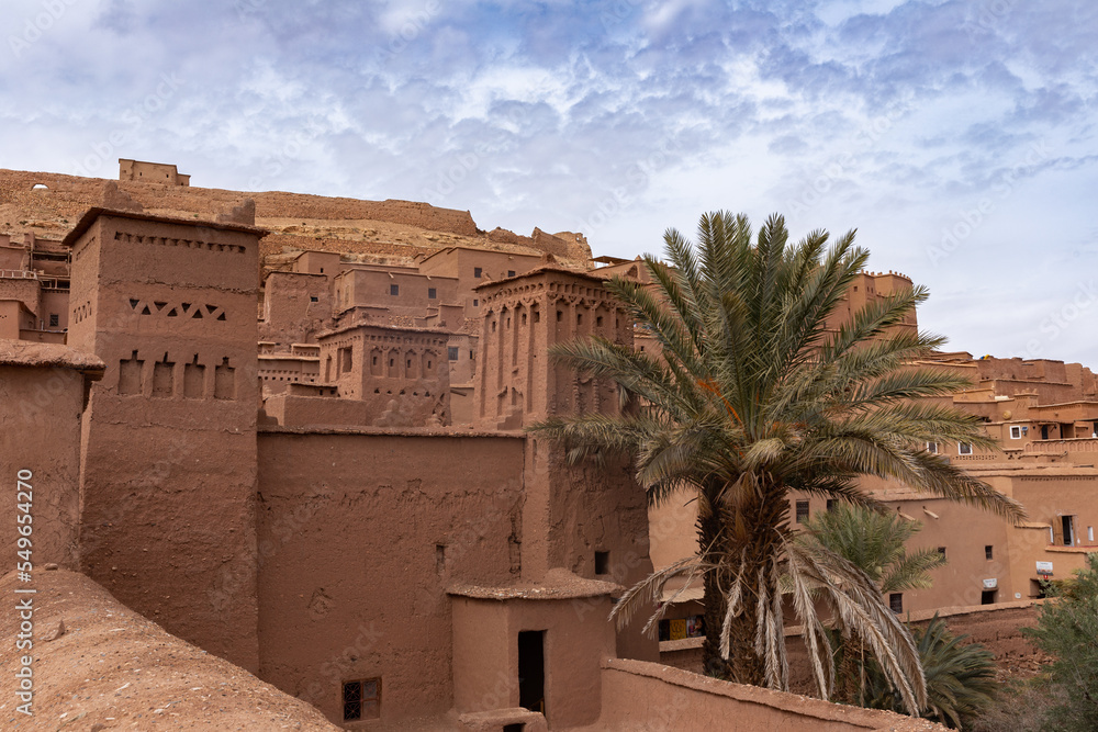 A great example of Moroccan earthen clay architecture of Ait Benhaddou, Ouarzazate, Morocco.  The village is UNESCO World Heritage Site.