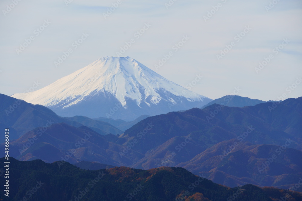Mount Fuji seen from Mount Takao in Tokyo.
