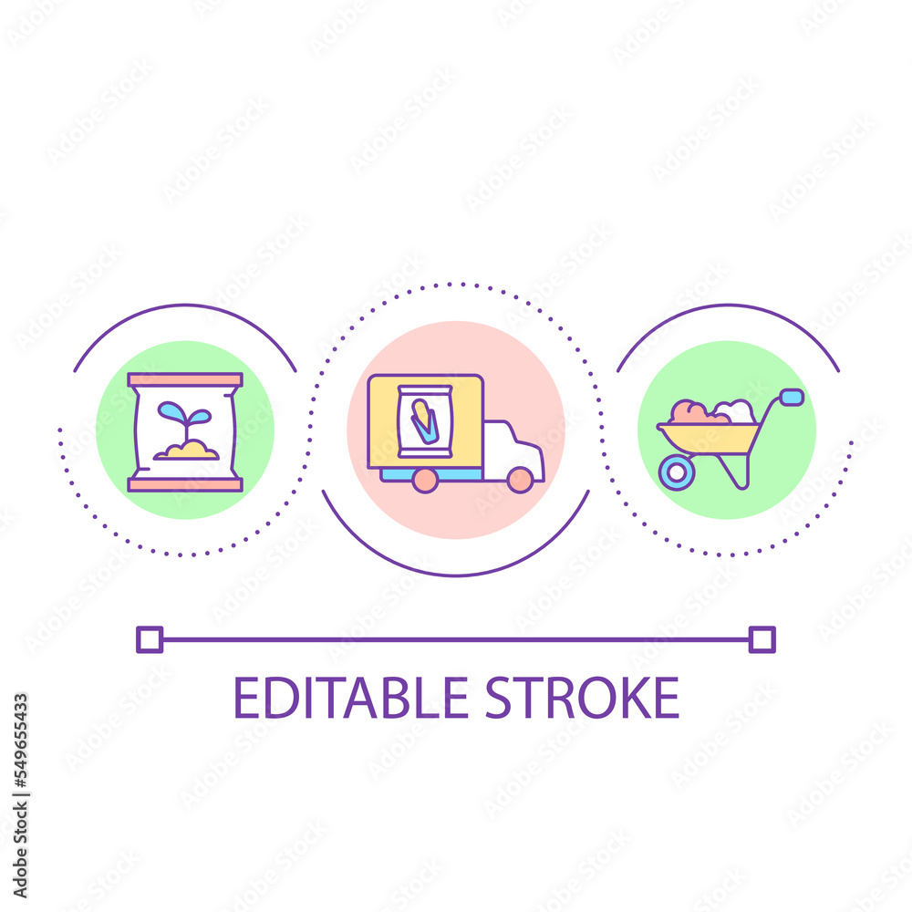 Agriculture techniques loop concept icon. Boost land fertility. Improve cultivated area abstract idea thin line illustration. Isolated outline drawing. Editable stroke. Arial font used