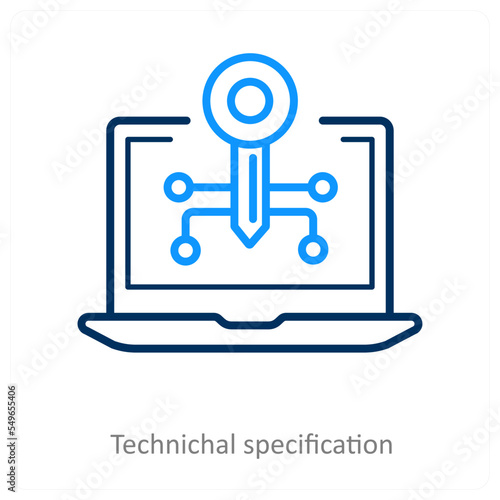 Technical Specification and gdpr icon concept 