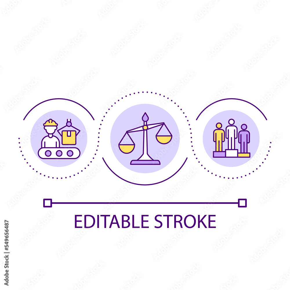 Labour law loop concept icon. Workforce productivity. Factory employees. Human resources management abstract idea thin line illustration. Isolated outline drawing. Editable stroke. Arial font used Labour law loop concept icon. Workforce productivity. Factory employees. Human resources management abstract idea thin line illustration. Isolated outline drawing. Editable stroke. Arial font used