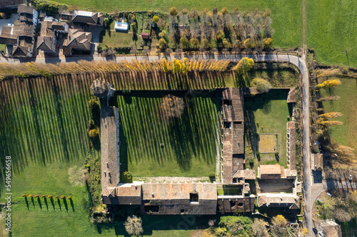aerial view of Corte Castiglione in Casatico di Marcaria, Mantua Italy home of Baldassarre Castiglioni photo