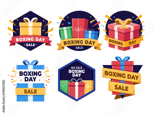 Boxing Day big sale ribbon label design collection set. Boxing Day Sale Promotion Design Label. Can be used for banner, poster, flyer, print, advertisement, etc