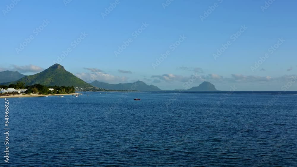 Mauritius Island Coastline, Aerial View of Exotic Coast and Rainforest by Indian Ocean, Drone Shot Mauritius Island Coastline, Aerial View of Exotic Coast and Rainforest by Indian Ocean, Drone Shot