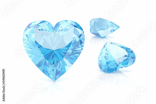 Beautiful gems on a white background , 3D rendering © boykung