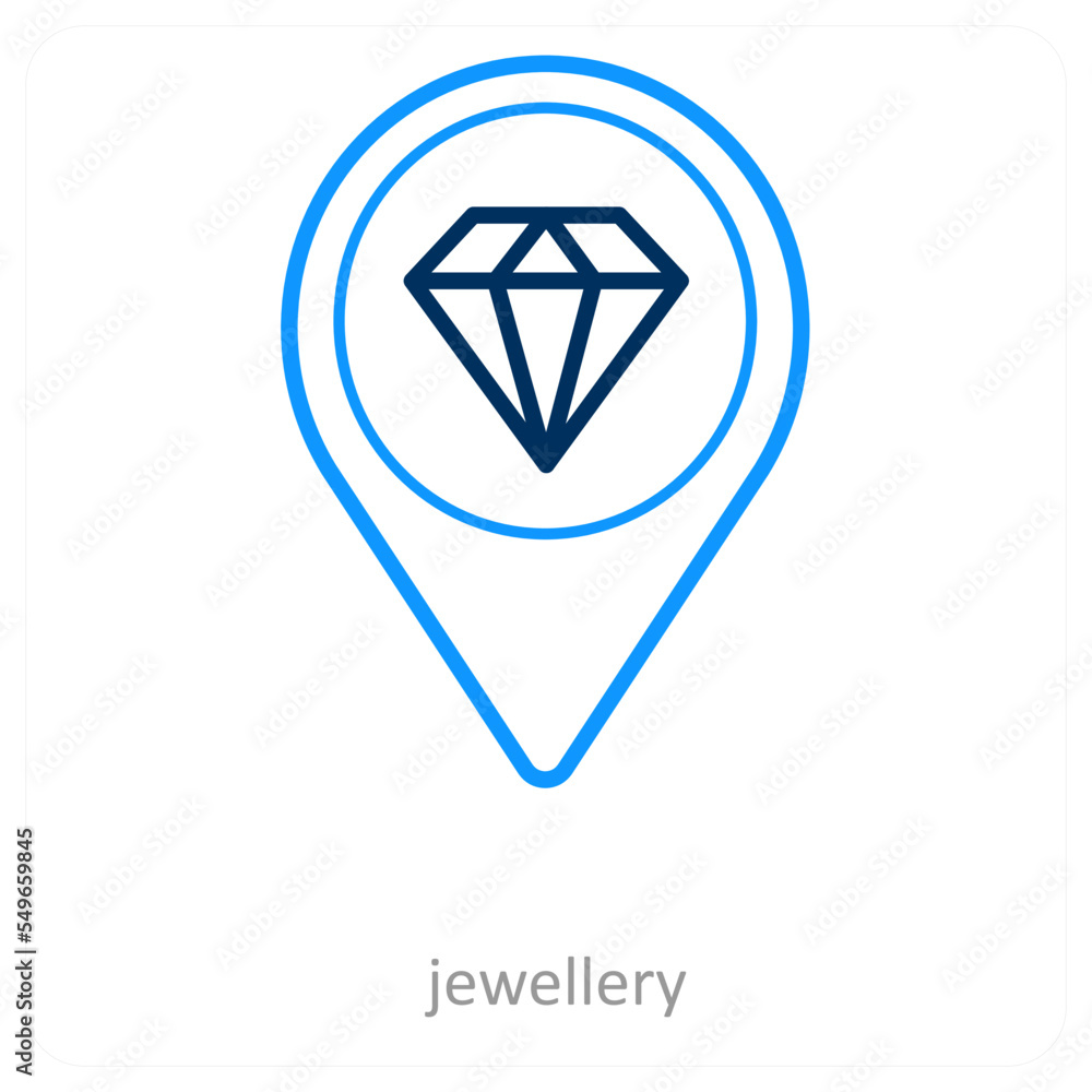 Jewellery and location icon concept Jewellery and location icon concept