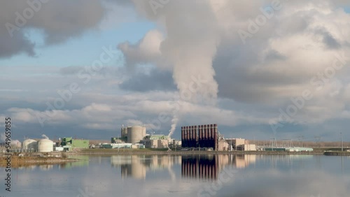 Dow Chemical plant in Midland, Michigan wide shot establishing shot. photo