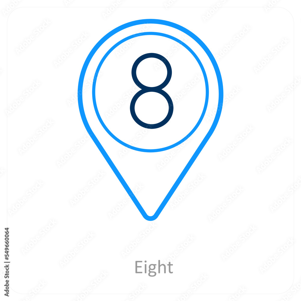 eight and location icon concept eight and location icon concept