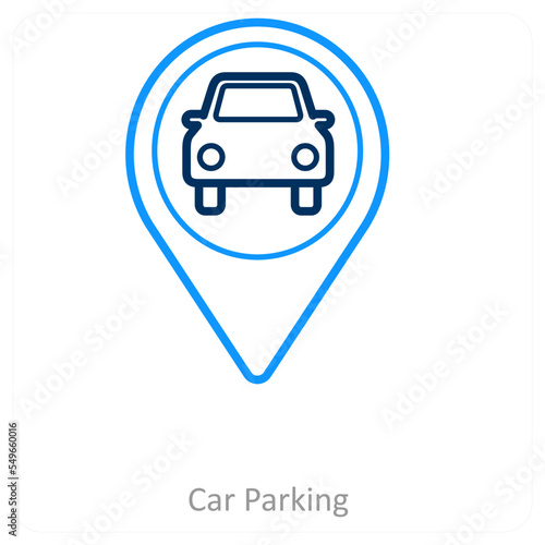 Car Parking and location icon concept