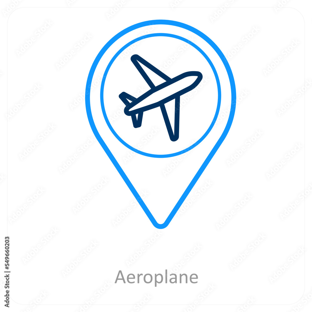 Aeroplane and location icon concept Aeroplane and location icon concept