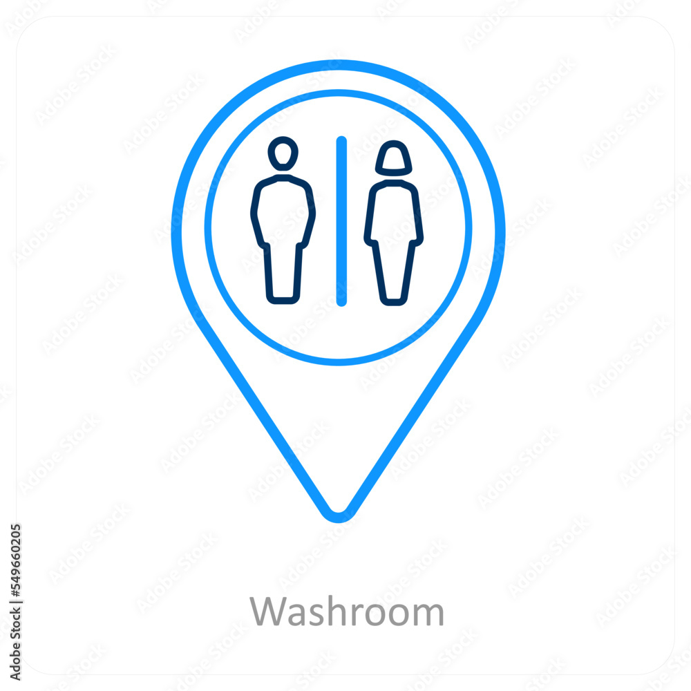 Washroom and location icon concept Washroom and location icon concept