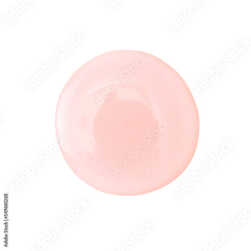 Serum gel drops. Clear pink liquid skincare product texture with bubbles. Cosmetic swatches isolated on white background