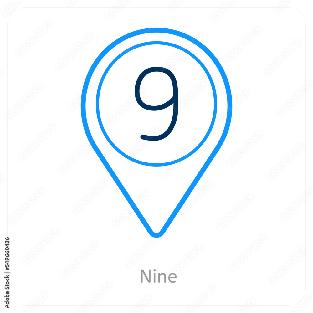 Nine and location icon concept Nine and location icon concept