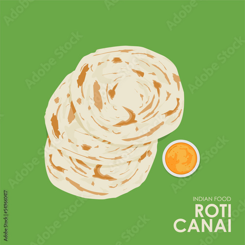 roti canai illustration indian cuisine vector stock
