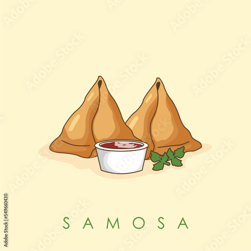 samosa illustration indian food vector stock