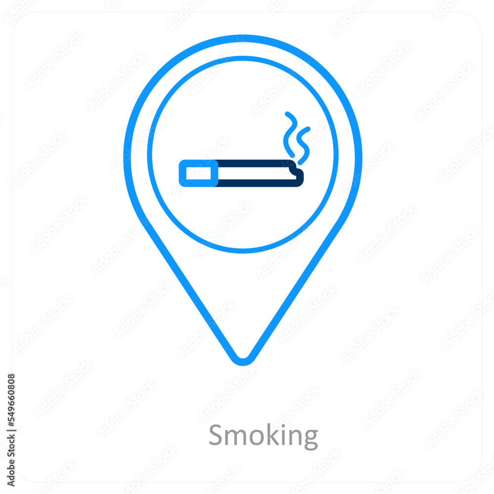 Smoking and location icon concept Smoking and location icon concept