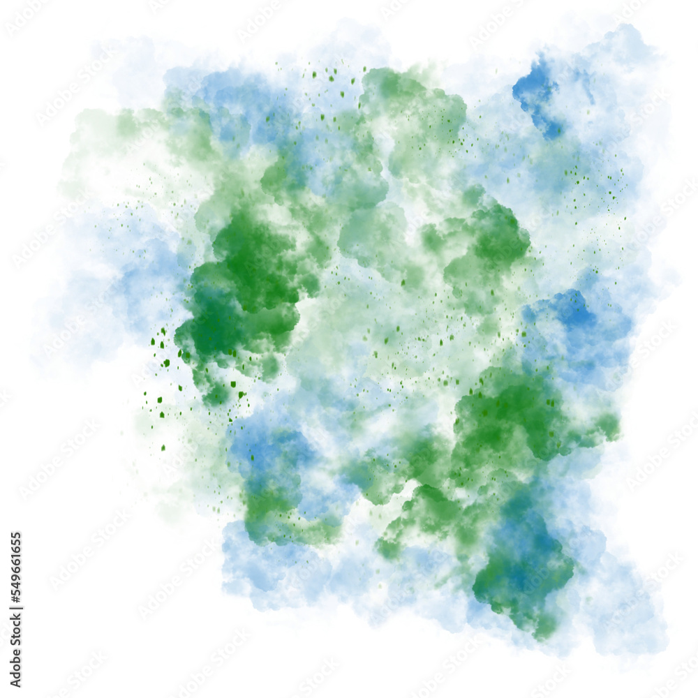 green and blue watercolor smoke splash 