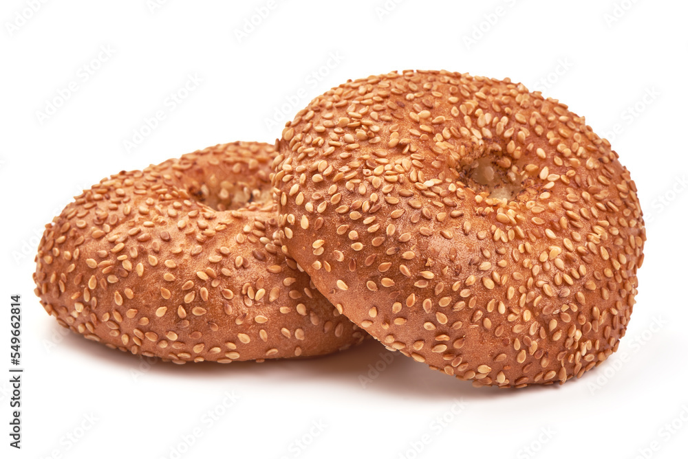 Two sandwich bun with sesame seeds isolated on white background Two sandwich bun with sesame seeds isolated on white background