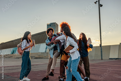 College students brawl after school.