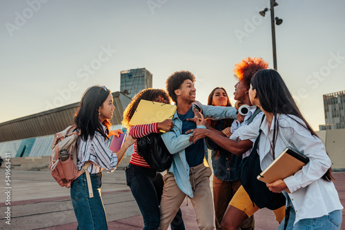 Students in physical fight.