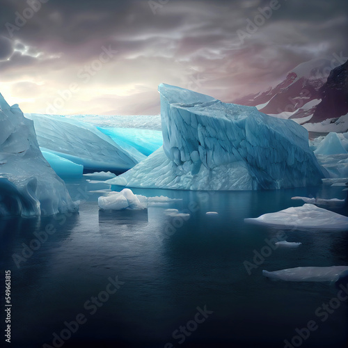 Fotografie, Obraz Iceberg floating in arctic ocean water as global warming concept