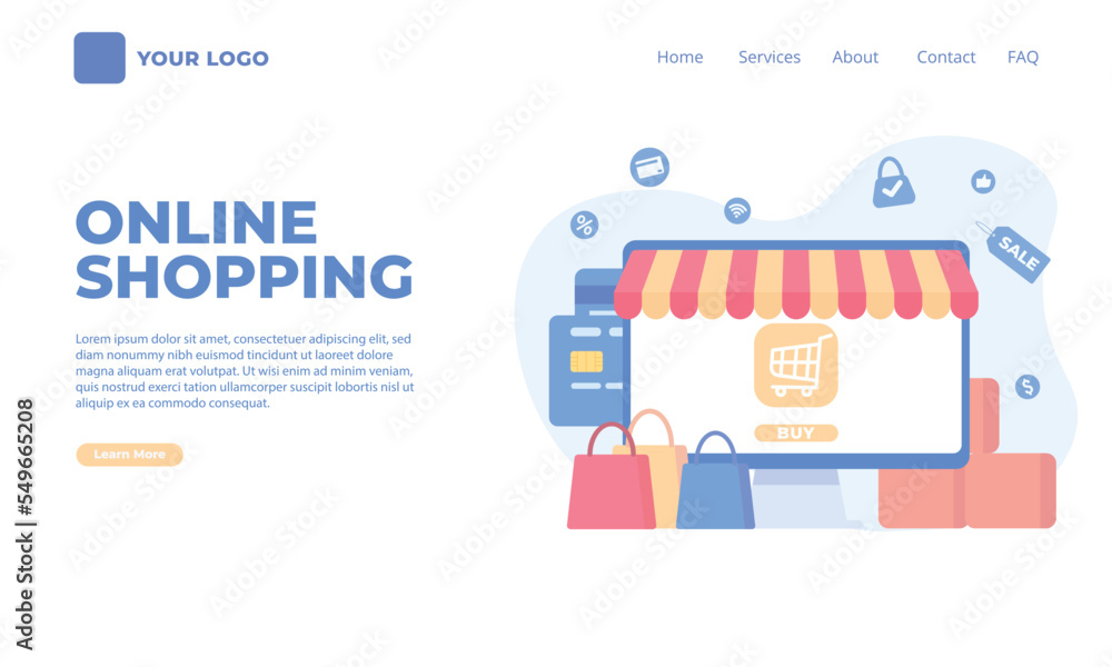 Online shopping store with mobile concept. Modern flat design concept of web page design for website and mobile website. Online shopping store with mobile concept. Modern flat design concept of web page design for website and mobile website.