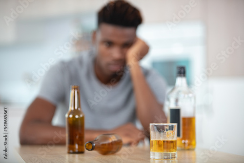 alcohol addicted young man depressed