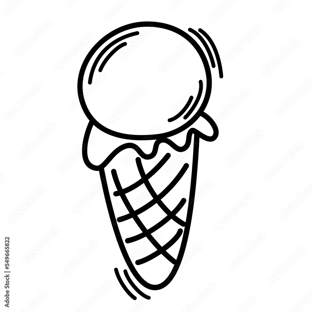 Ice cream. Line art symbol for web printing and applications. Vector illustration in doodle style hand-drawn isolated on the white background. Ice cream. Line art symbol for web printing and applications. Vector illustration in doodle style hand-drawn isolated on the white background.