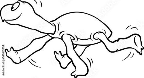 niedliche Schildkröte rennt mit rasend schnellen Schritten