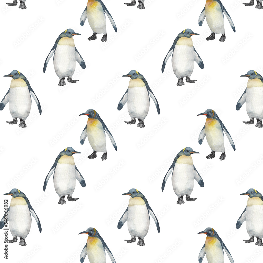 Fototapeta premium Pattern with penguin isolated on white background.For invitation and cards.