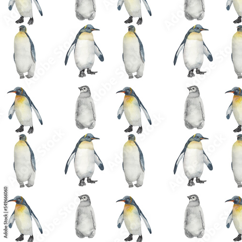 Pattern with penguin isolated on white background.For invitation and cards.