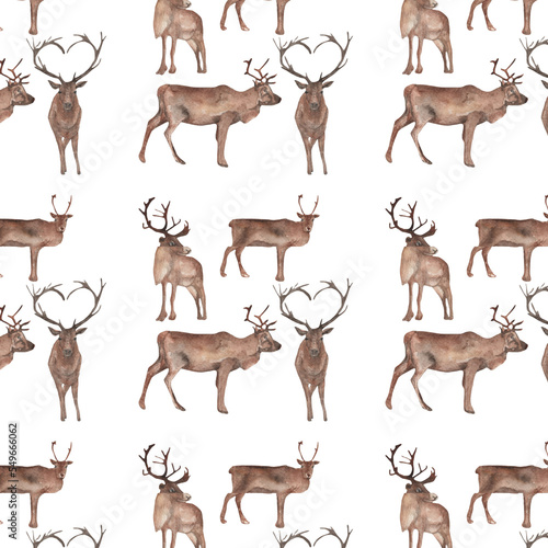 Pattern with deer isolated on white background.For invitation and cards.