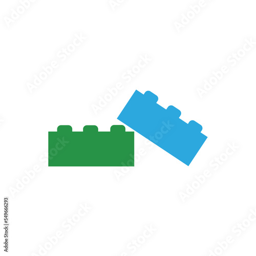 Plastic building toy blocks isolated on white background. 