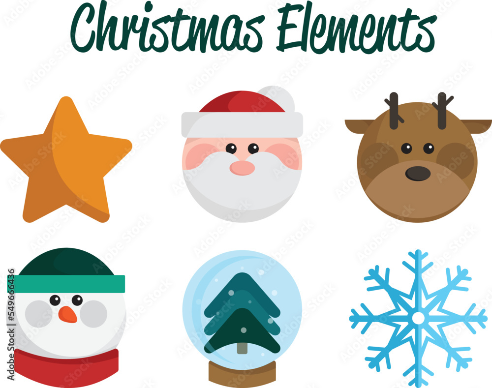 Set of 6 Christmas themed elements.