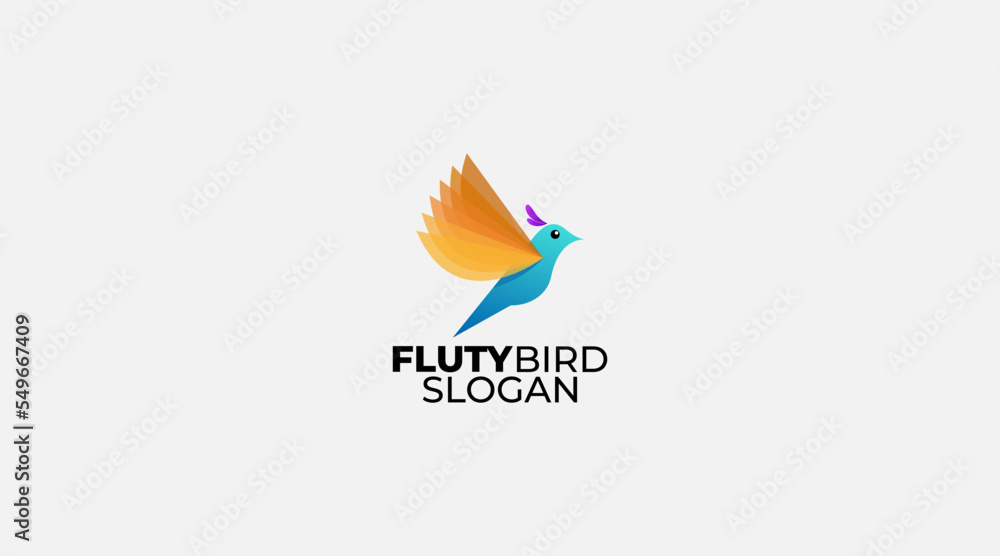 Creative Fluty Bird Logo Icon design vector