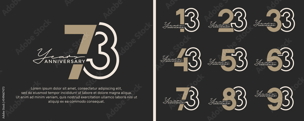 set of anniversary logo style flat gold and white color for celebration set of anniversary logo style flat gold and white color for celebration