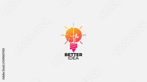 light bulb and brain isolated Logo design. Symbol of creativity, creative idea, mind, thinking